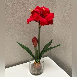 Nearly Natural Amaryllis w/Round Vase